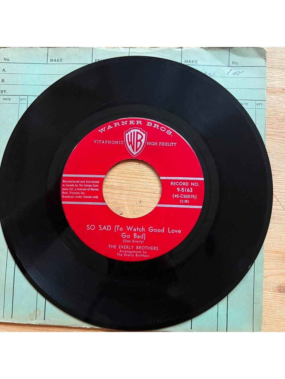 The Everly Brothers - So Sad(To Watch Good Love Go Bad)/Lucille 45rpm VG+ R10